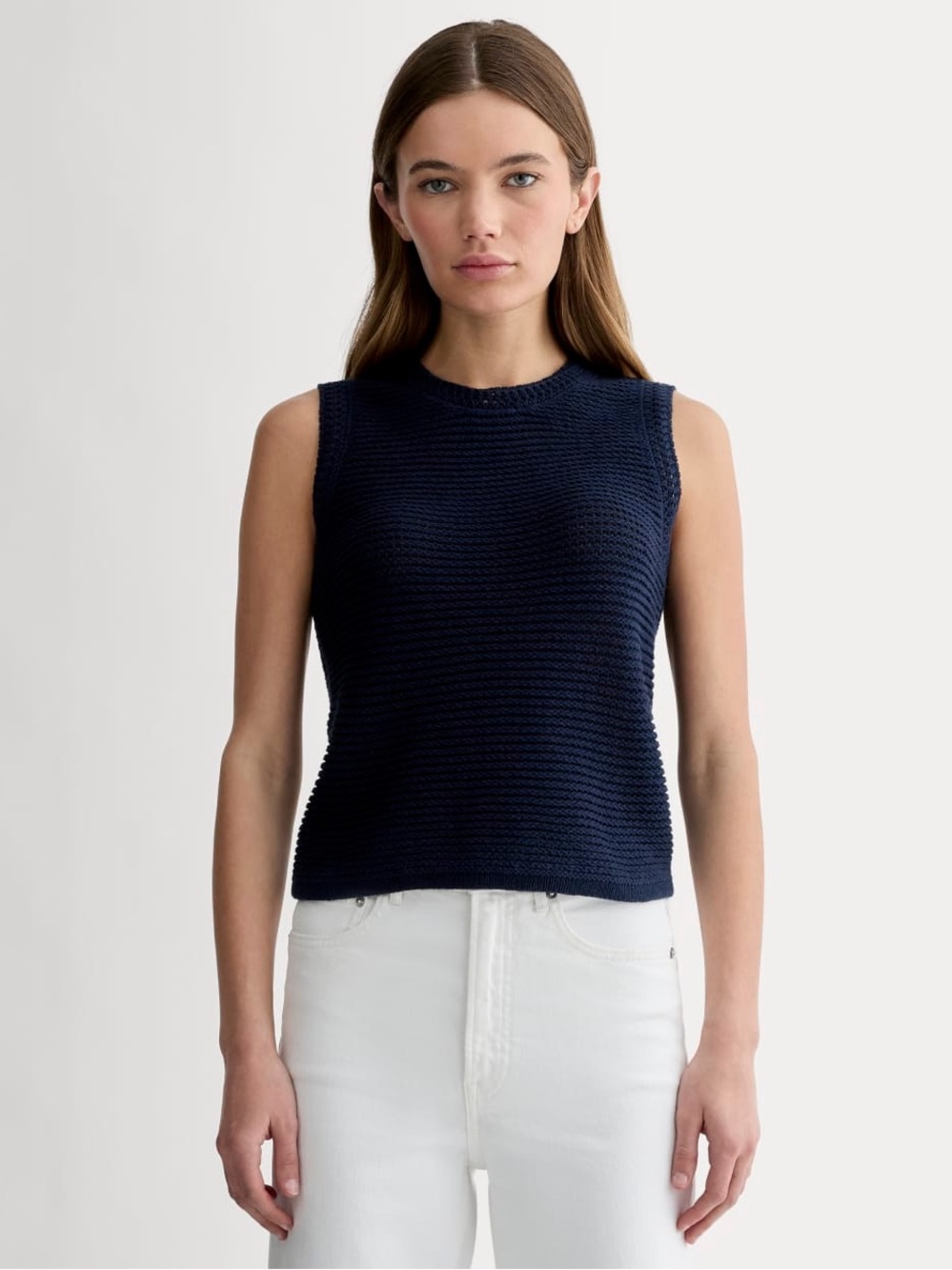 Everlane Organic Cotton Open-Stitch Tank Navy - S